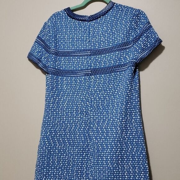 ST. John Engineered Coastal Texture Tweed Knit Dress Blue Size 10 - Picture 9 of 15